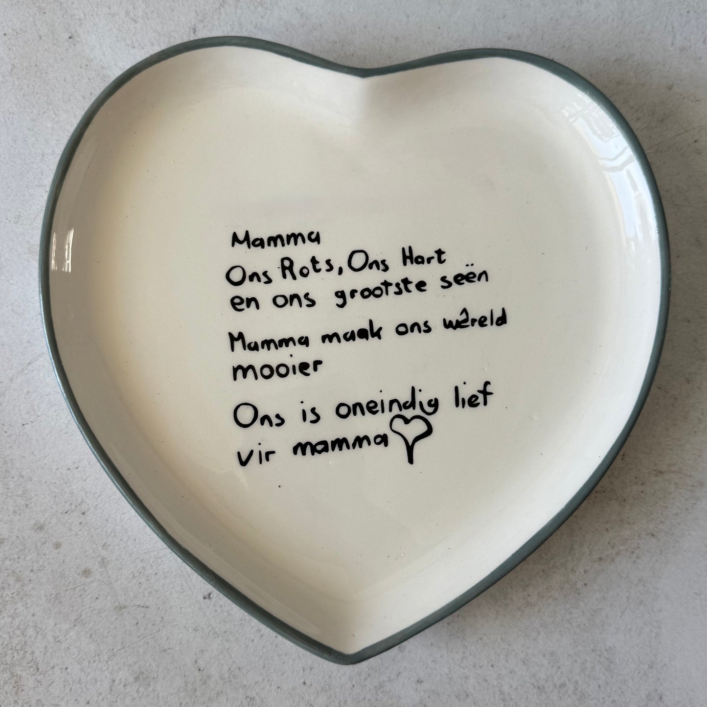 Handwritten heart plate
