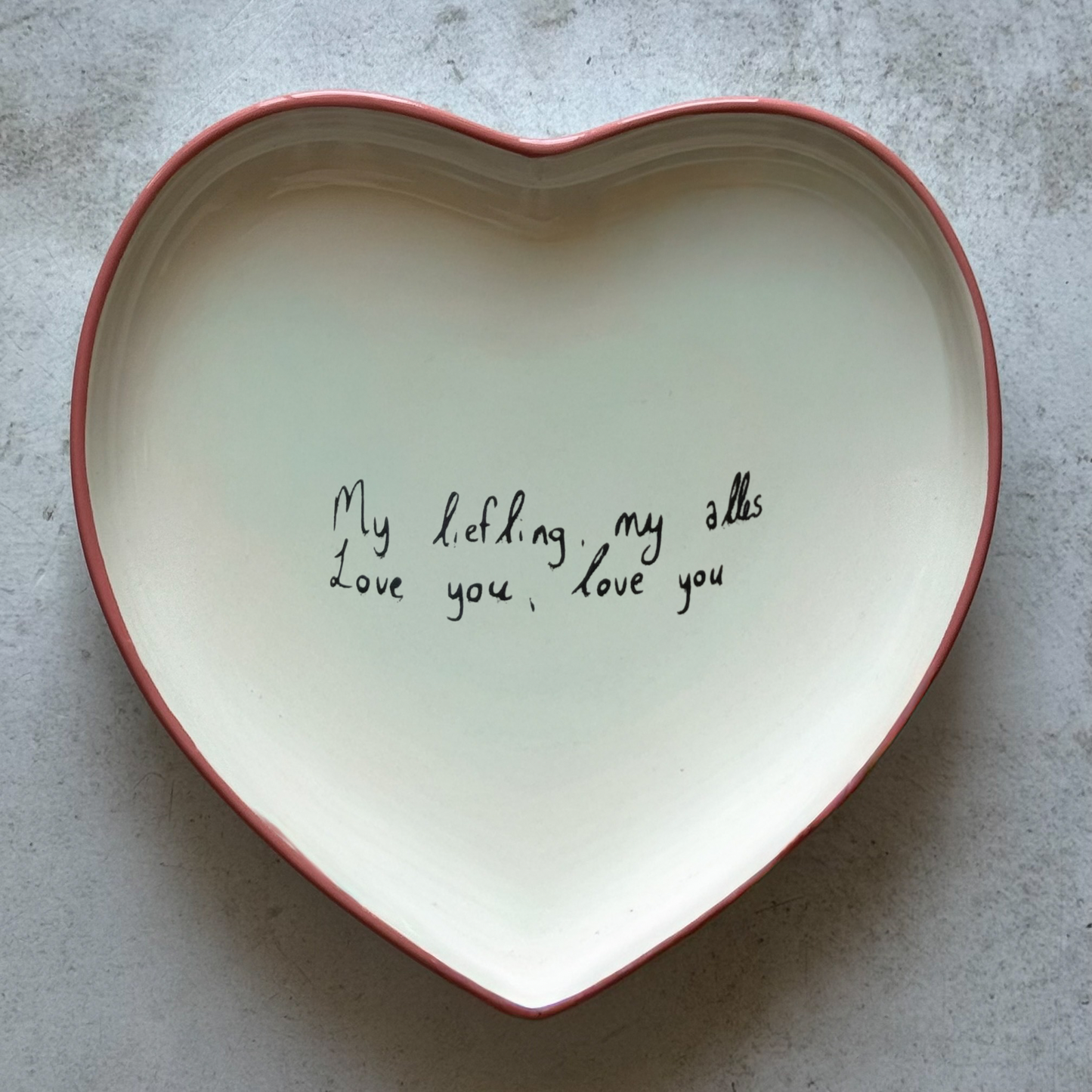 Handwritten heart plate