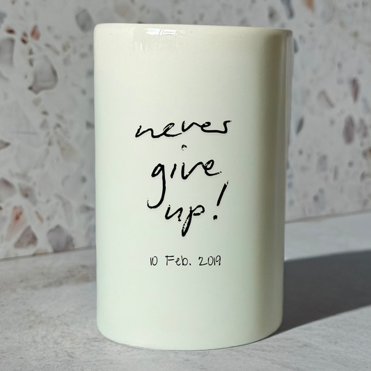 Handwritten pencil holder